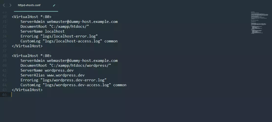 httpd-vhosts.conf dosyası