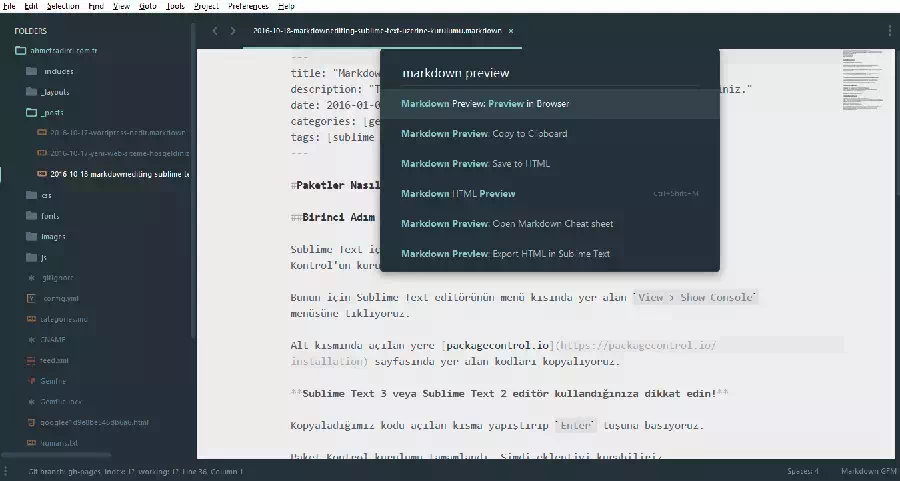 Markdown Preview Kurulum Ekranı