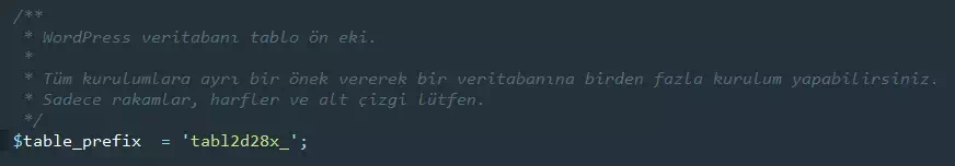 WordPress Tablo Ön Eki